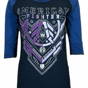 NWT Women's Blue American Fighter 3/4 sleeve raglan top
